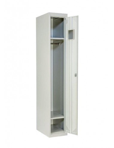 Taquilla metálica de 1 puerta ancho 30 cm. Abierta.