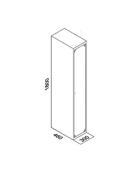 Taquilla metálica de 1 puerta ancho 30 cm. Dibujo.