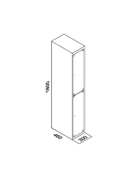 Taquilla metálica de 2 puertas ancho 30 cm. Dibujo.