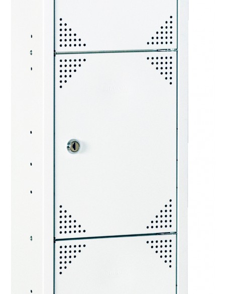 Taquilla metálica 6 puertas GRIS ancho 25 cm. 2 módulos. Vista en detalle.