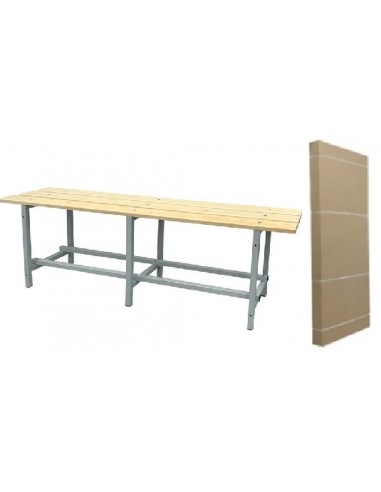 Banco de vestuario 2 metros simple. Madera y metal. Desmontado