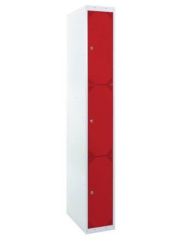 Taquilla metálica 3 puertas ROJO ancho 30cm 1 módulo