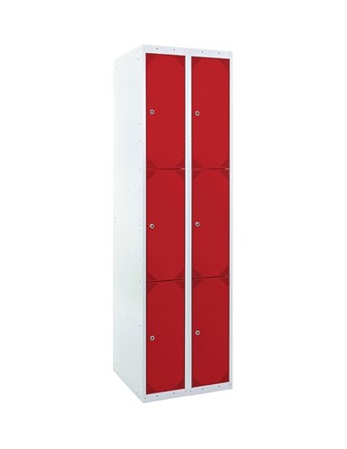 Taquilla metálica 3 puertas ROJO ancho 25cm 2 módulos