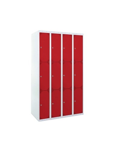 Taquilla metálica 3 puertas ROJO ancho 30cm 4 módulos