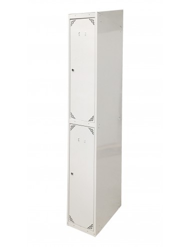 Taquilla metálica 2 puertas GRIS ancho 25cm 1 módulo. Vista lateral.