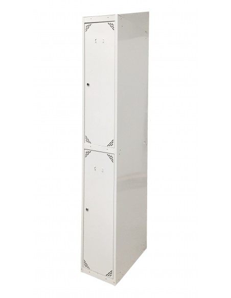 Taquilla metálica 2 puertas GRIS ancho 25cm 1 módulo. Vista lateral.
