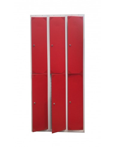Taquilla metálica con puertas rojas
