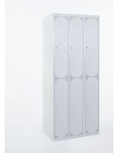 Bloque de 6 taquillas grises de ancho 25 cm. cerradas.