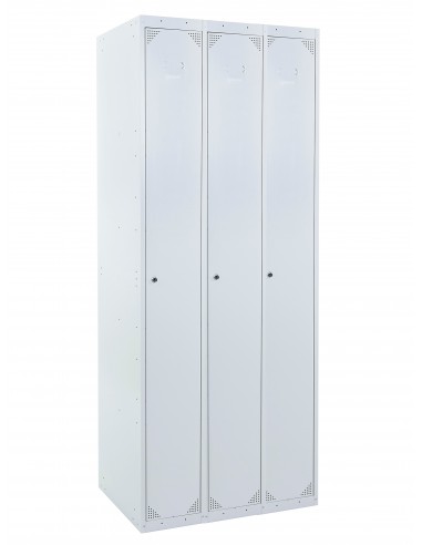 Taquilla metálica 1 puerta gris ancho 25cm 3 módulos. Cerrada.