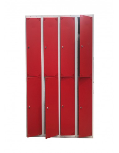 Taquilla metálica 2 puertas ROJAS ancho 25cm 4 módulos